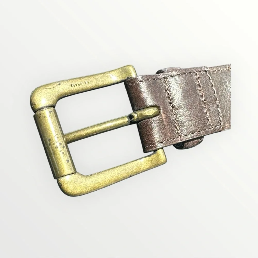 Duluth Trading Co Brown and Gold Belt with Brass Buckle‎